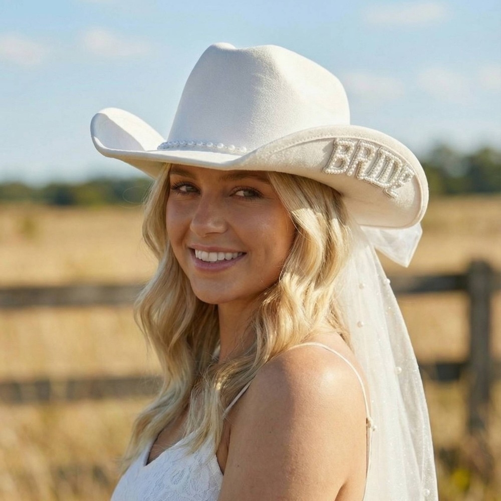 Bride Veil Cowboy Hat