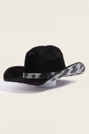 Pave Rhinestone Studded Cow Pattern Western Cowboy Hat