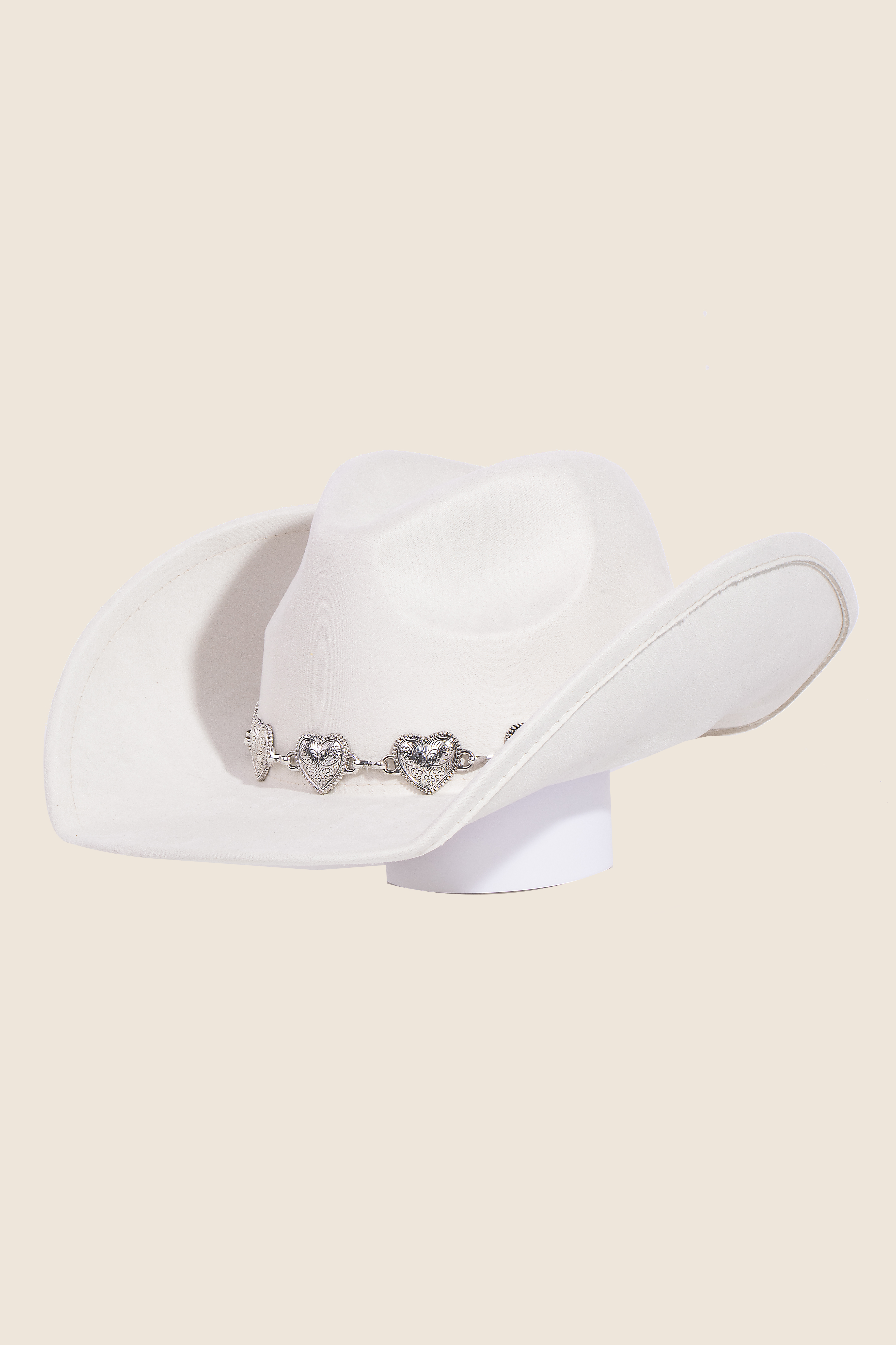 Engraved Heart Charms Band Cowboy Hat