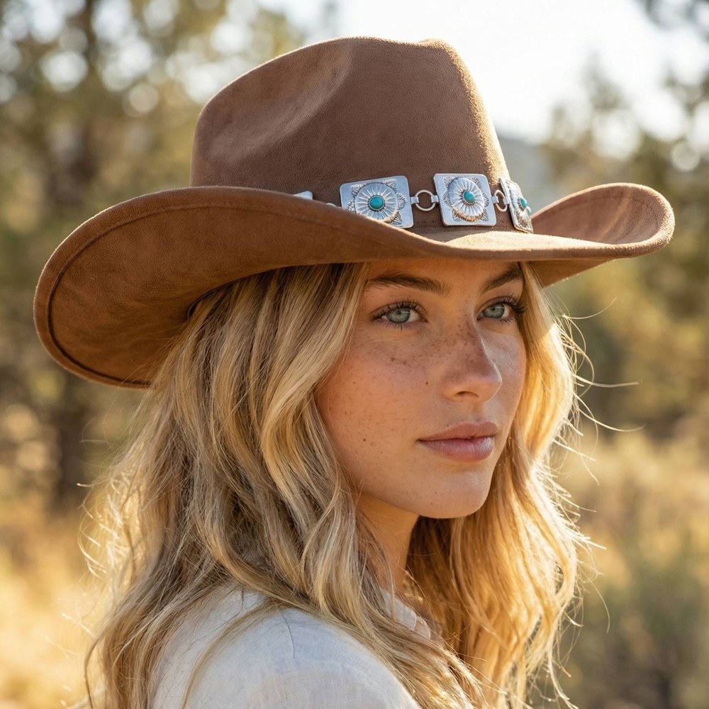 Square Concho Chain Cowboy Hat