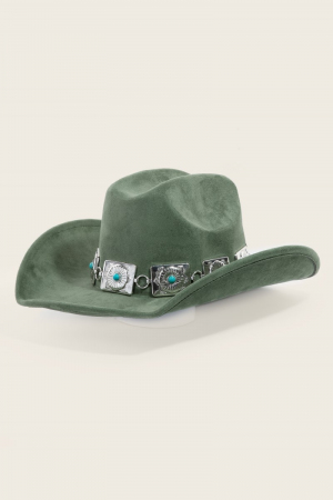 Square Concho Chain Western Cowboy Hat