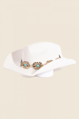 Turquoise Stud Rectangular Concho Chain Western Cowboy Hat