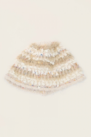 Mixed Textured Fur Beanie