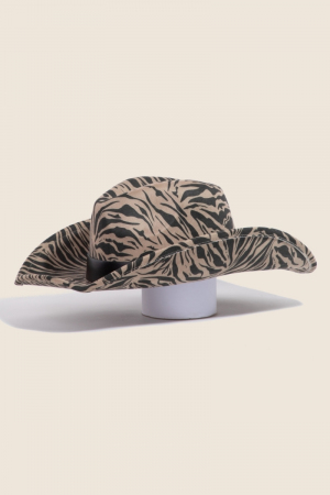 Zebra Pattern Print Western Cowboy Hat