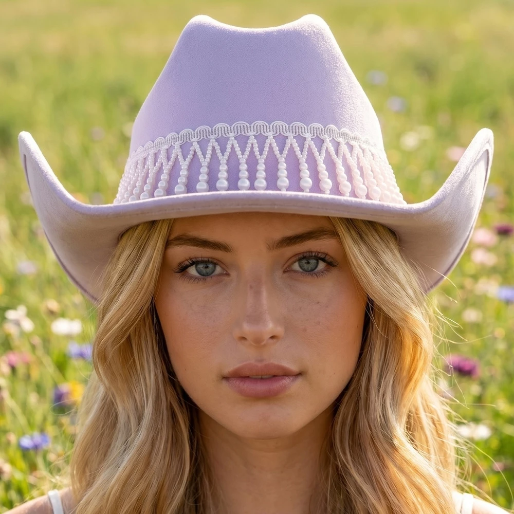 Pearl Fringe Band Cowboy Hat