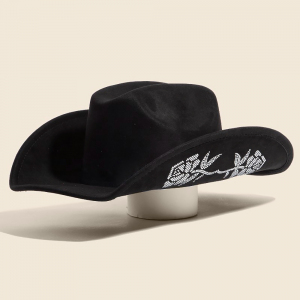 Rhinestone Rose Embroidered Cowboy Hat