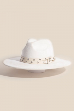 Double Grommet Strap Suede Fedora Hat