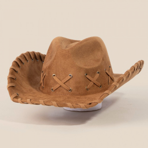 Braided Brim Faux Suede Cowboy Hat