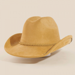 Western Braided Strap Suede Cowboy Hat