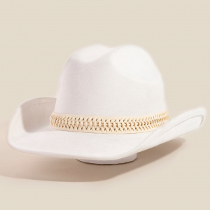 Intricate Woven Band Suede Cowboy Hat