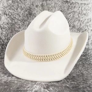 Faux Suede Cowboy Hat With Braided Band