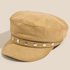Disc Studded Suede Beret Hat