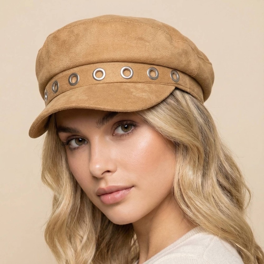 Grommet Studded Cabbie Cap