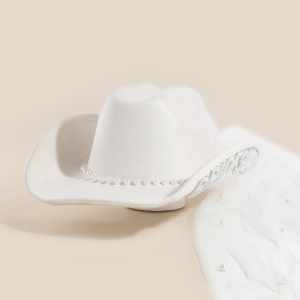 Pearl Chain Strap Bridesmaid Western Cowboy Hat