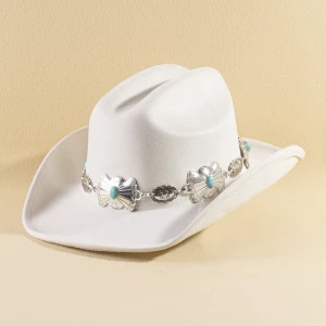 Turquoise Concho Chain Band Western Cowboy Hat