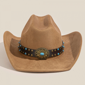 Western Turquoise Concho Strap Cowboy Hat