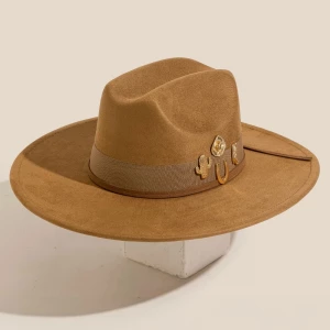 Western Charm Band Wide Flat Brim Fedora