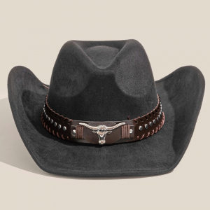 Studded Western Bull Head Strap Cowboy Hat