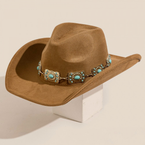 Western Rectangle Concho Chain Cowboy Hat