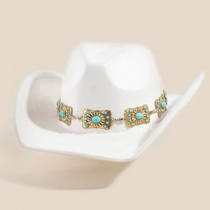 Western Rectangle Concho Chain Cowboy Hat