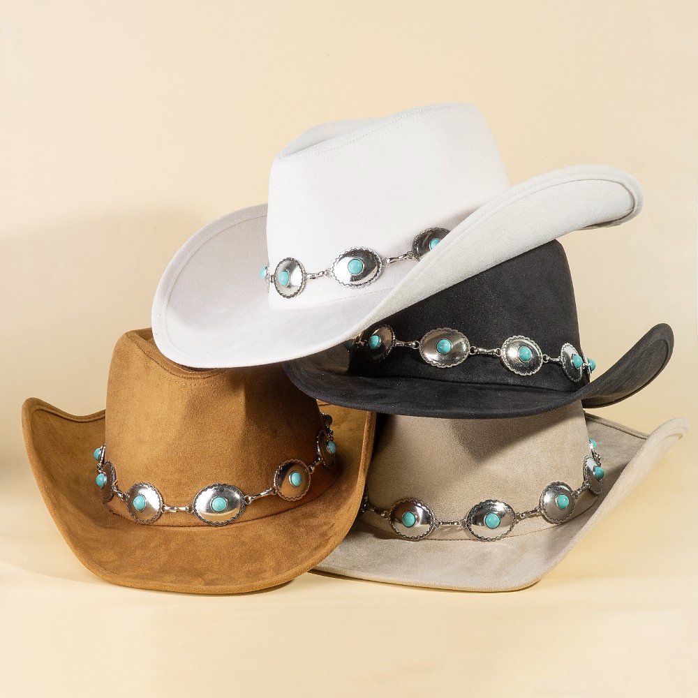Turquoise Western Concho Chain Cowboy Hat