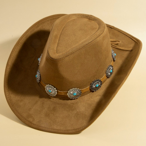Floral Concho Disc Belt Western Cowboy Hat