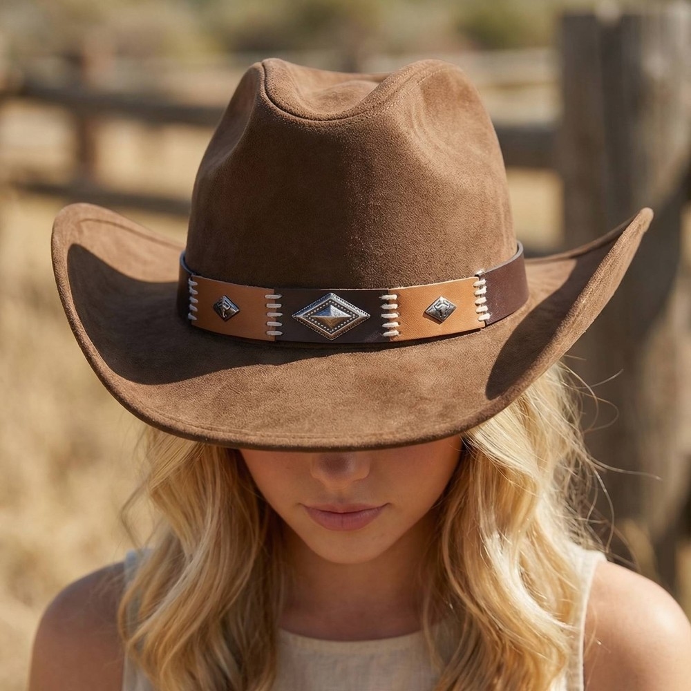 Unique Western Concho Strap Cowboy Hat