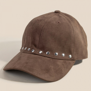 Suede Rivet Trim Cap