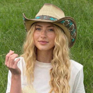 Western Butterfly Concho Detail Straw Cowboy Hat