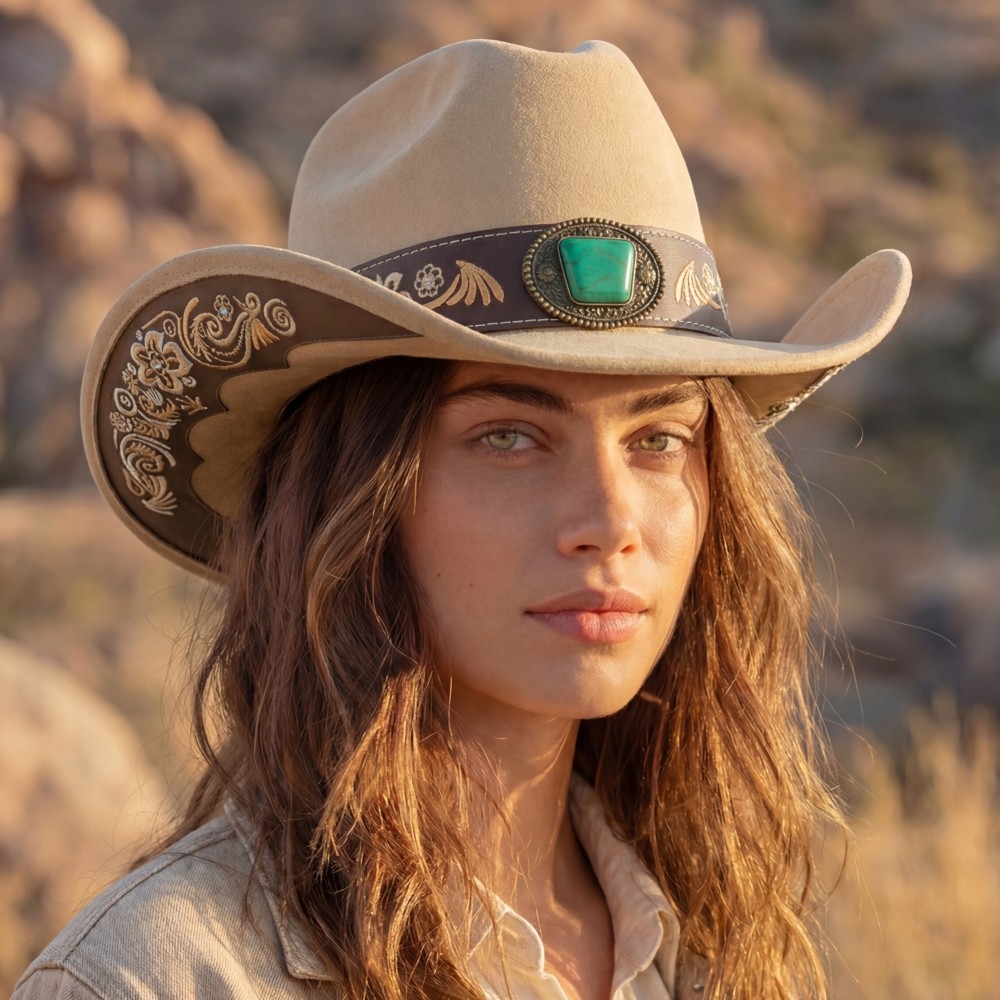 Embroidered Strap With Stone Western Cowboy Hat