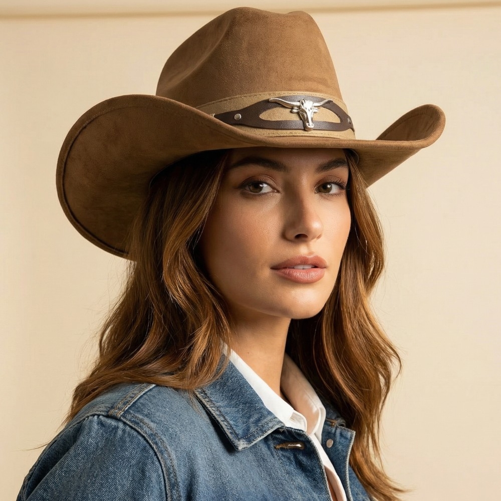 Decorative Longhorn Detail Band Cowboy Hat