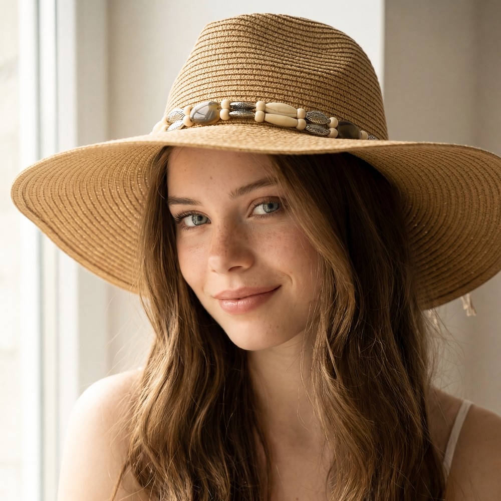 Assorted Beads Summer Straw Hat