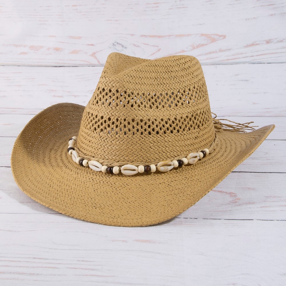Cowrie Shell Cowboy Straw Hat