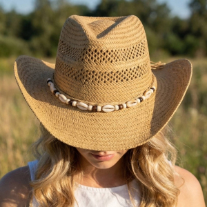Cowrie Shell Cowboy Straw Hat