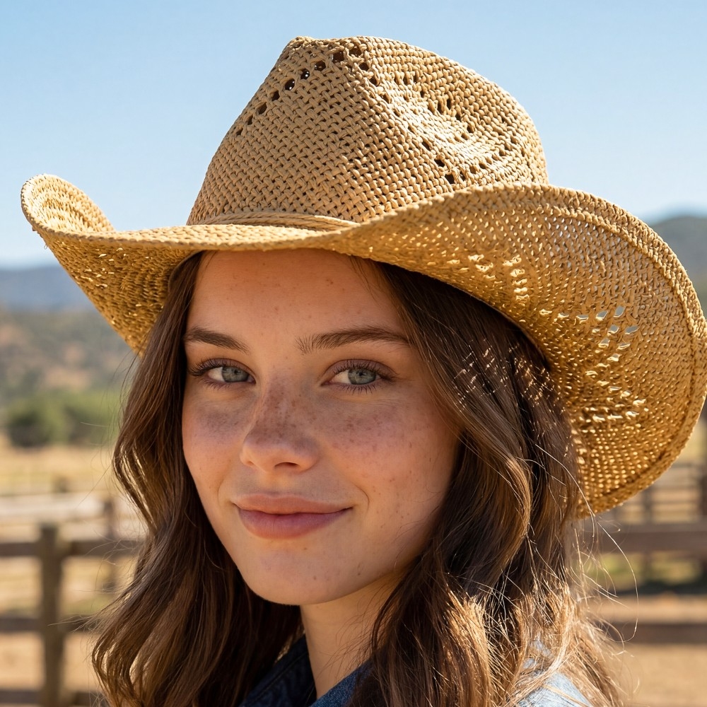 Thin Rope Strap Straw Cowboy Hat