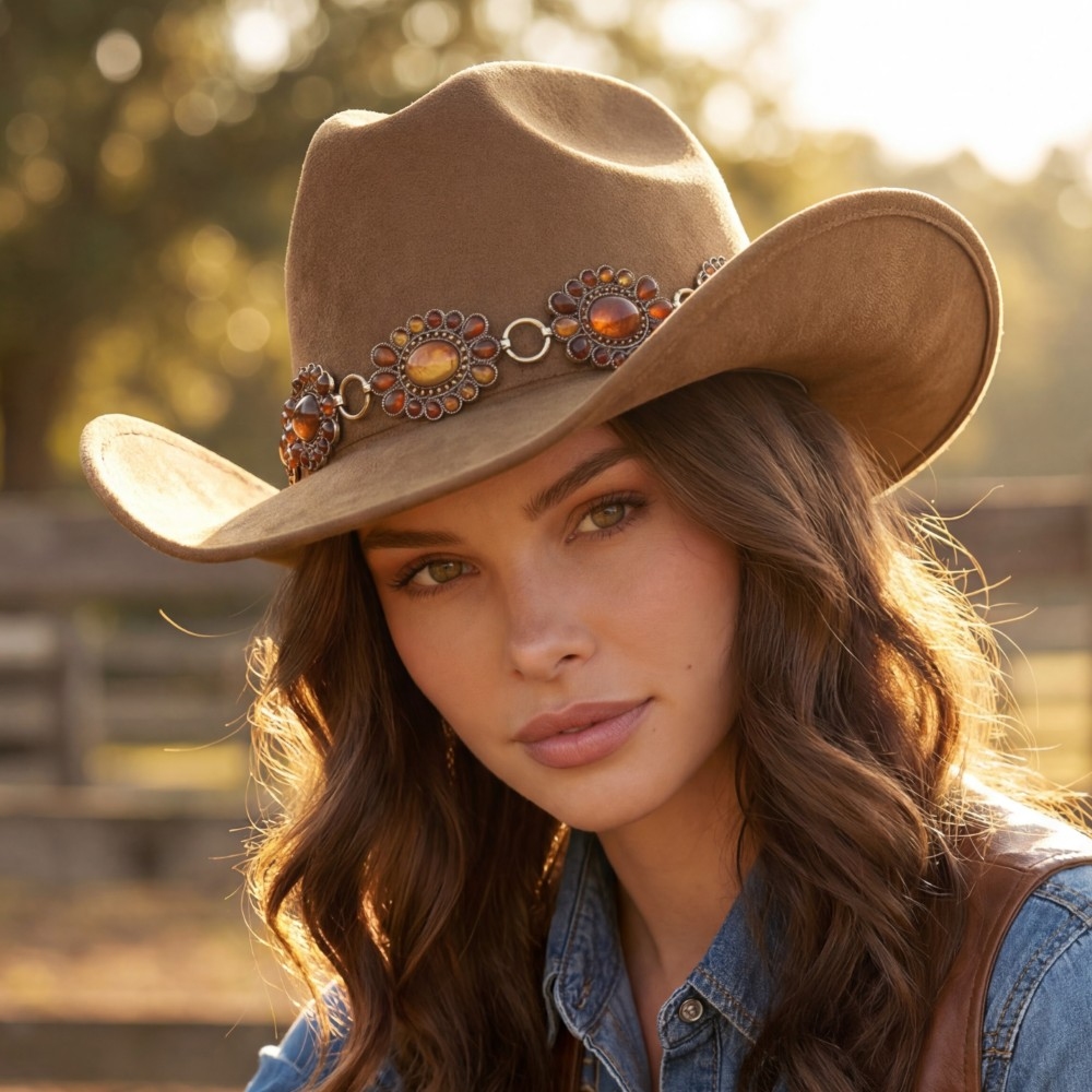 Western Concho Chain Cowboy Hat