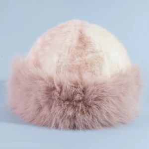 Deer Fawn Print Marled Fur Trim Bucket Hat