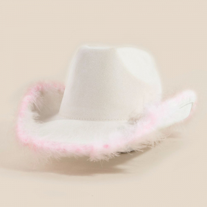 Feather Trim Fashion Cowboy Hat