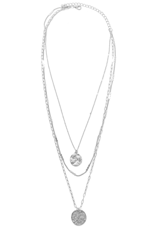 Double Metallic Disc Charm Necklace