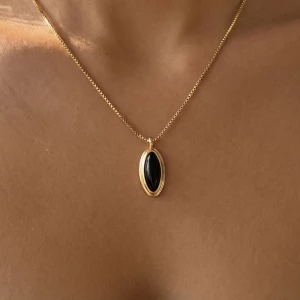 Oval Onyx Bezel Pendant Necklace