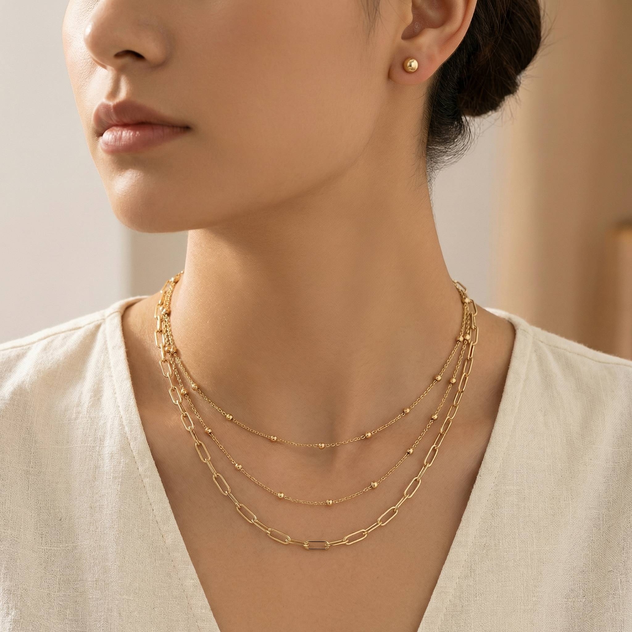 Mixed Layered Chains Necklace Set