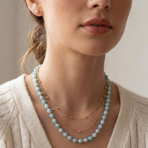 Triple Layered Crystal Bead Necklace Net