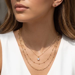 Dainty Triple Layer Satellite Chain Cz Necklace