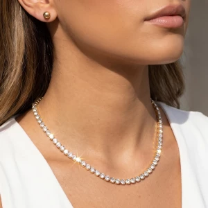 Crystal Tennis Necklace And Stud Earrings Set