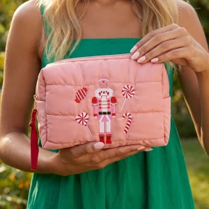Nutcracker Embroidered Puffer Zip Pouch