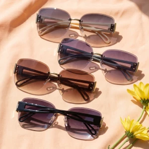 Semi Rimless Square Gradient Lens Sunglasses