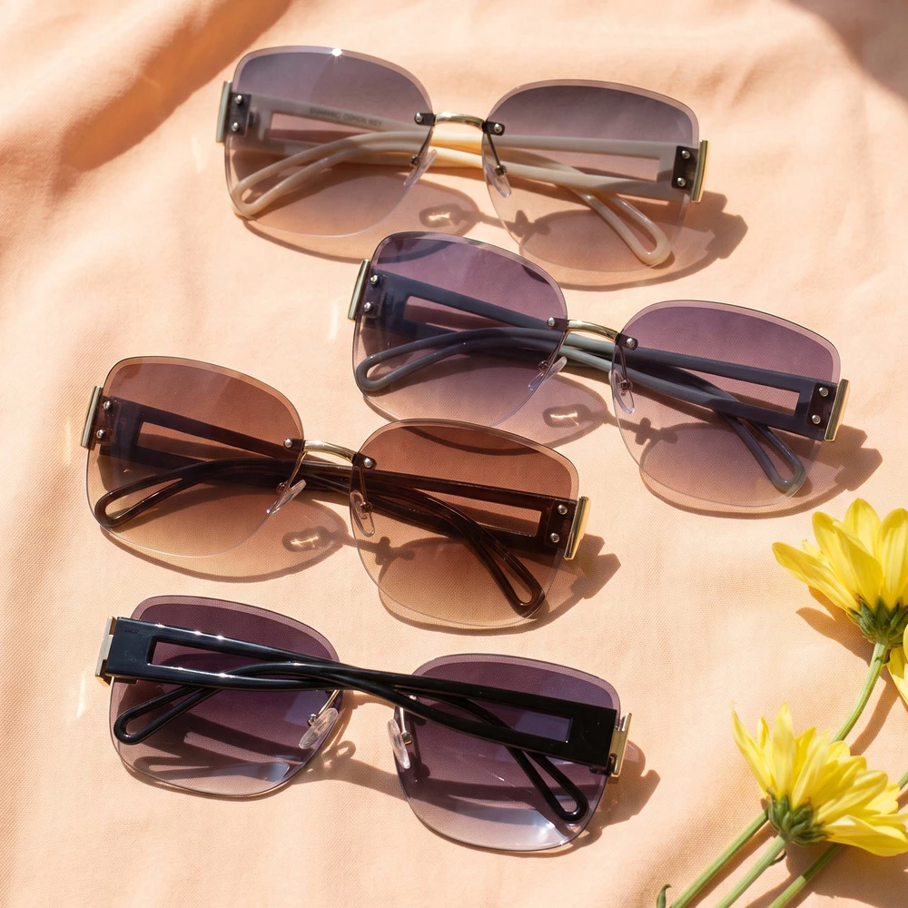 Semi Rimless Square Gradient Lens Sunglasses