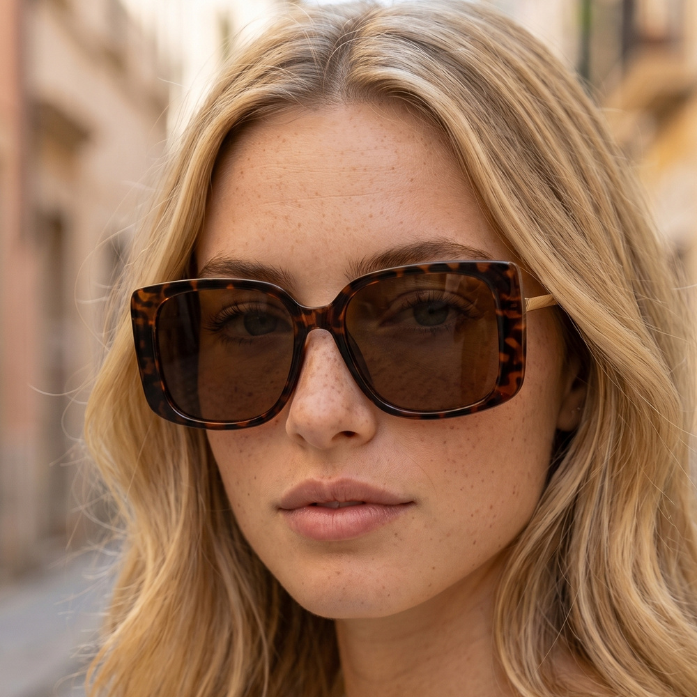 Oversized Square Polarized Brow Bar Sunglasses