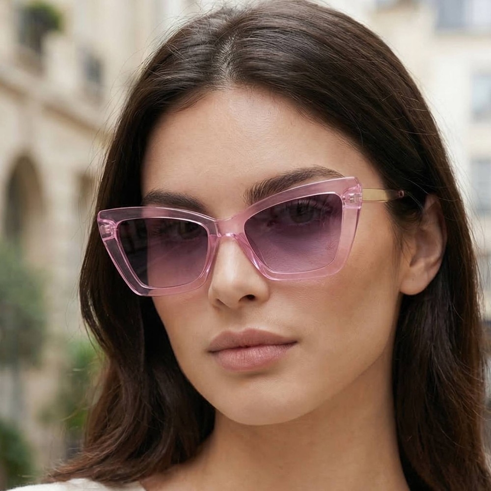 Acetate Cat Eye Frame Sunglasses Set