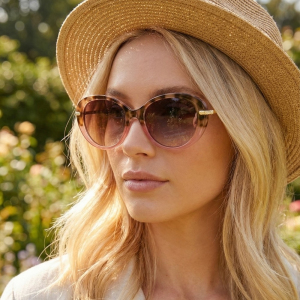 Oval Cat-Eye Crystal Accent Sunglasses